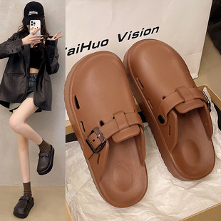 2025 new thick-soled Birkenan shoes summer ins style color matching Joker women's EVA toe slippers women's wholesale