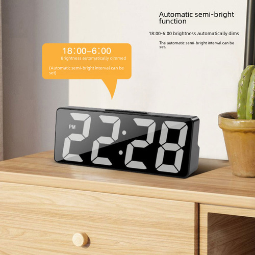 Cross-border minimalist LED alarm clock electronic clock student plug-in dual-use small alarm clock digital clock sound control temperature clock