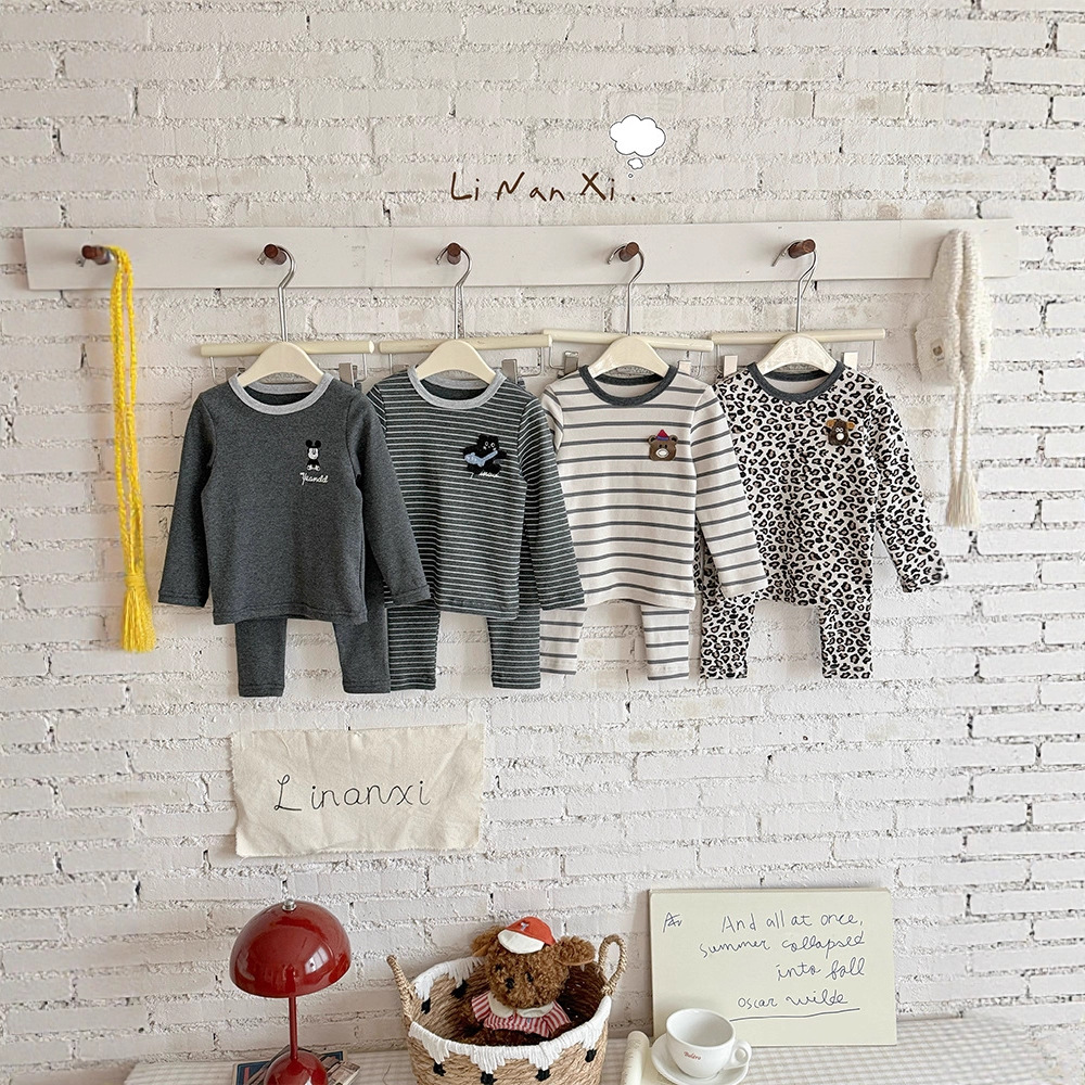 88157 Boys' Pajamas Class a 2025 New Autumn and Winter Thick Children's Wool Pull-Up Autumn Clothes and Autumn Pants Home Clothes Set