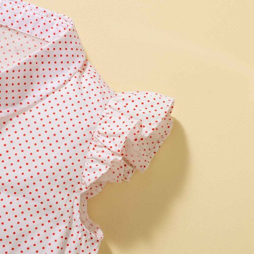Children's Summer Polka Dot Lapel Top Baby Suspender Pleated Skirt Western Style Two-piece Set