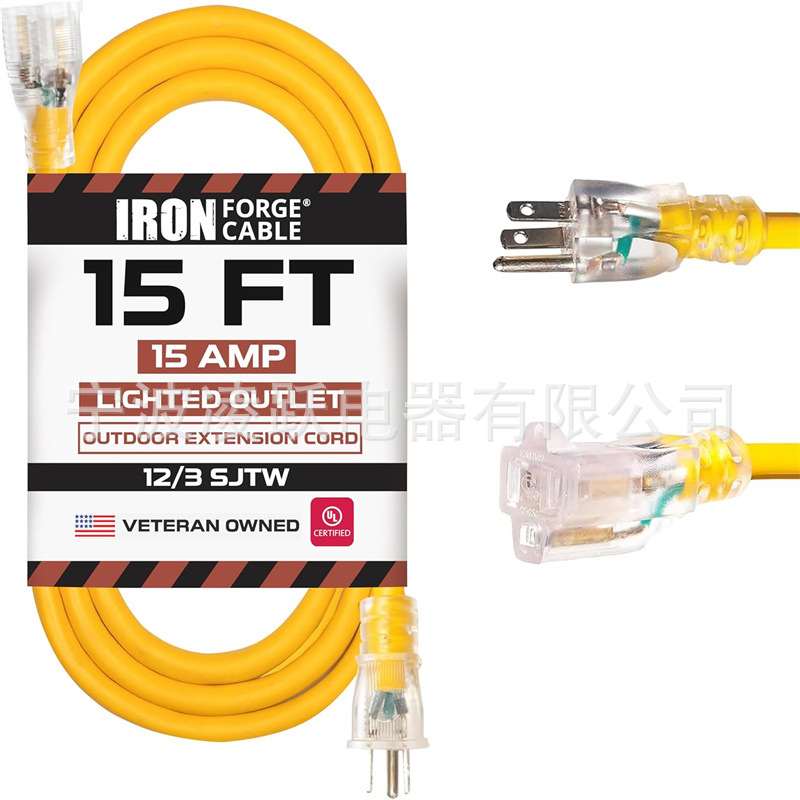 IRON FORGE CABLE 15 英尺(约 3.8 米)照明户外延长线 - 12/3 SJT
