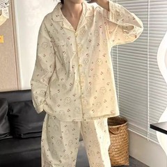 樱桃兔子睡衣女春秋季新款长袖长裤套装日系美少女可外穿家居服