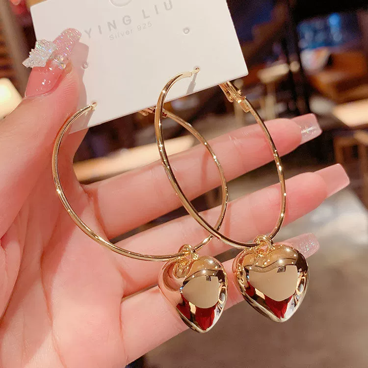 Персонализированные серьги на Display Time Fashion Circle Holiday Love Large Ear Rings Mi Mi, серьги с темпераментом, сердцеобразные корейские серьги