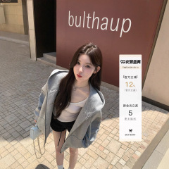 alex stevens 25新款灰色开衫连帽卫衣外套女春秋季宽松长袖上衣