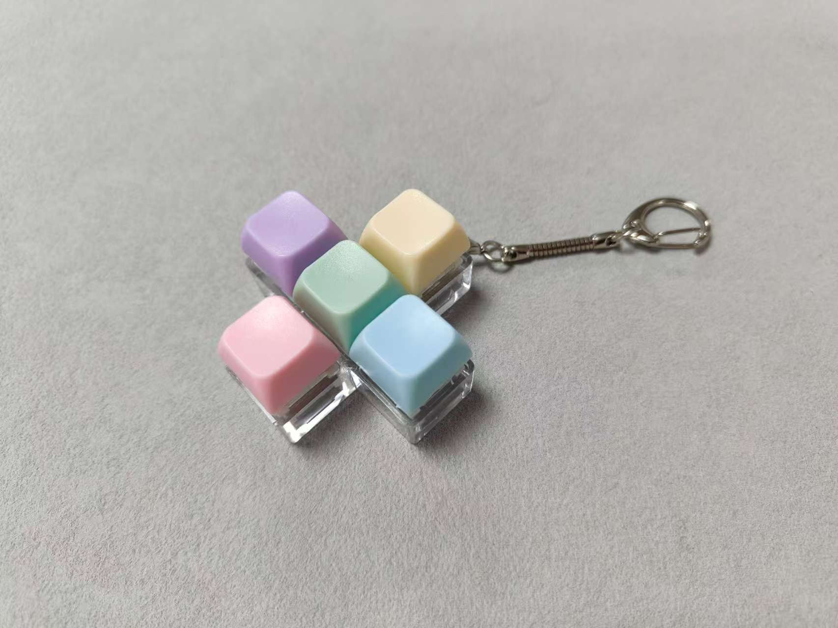 Cross five keys - yellow purple green blue pink - snake bone