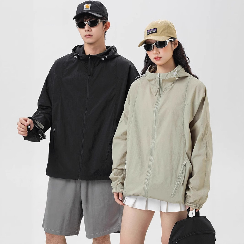 American New Style Sun Protection Clothing for Men and Women, Summer Thin Jacket, Cool and Quick-Drying Sun Protection Clothing, Zipper Jacket for Couples