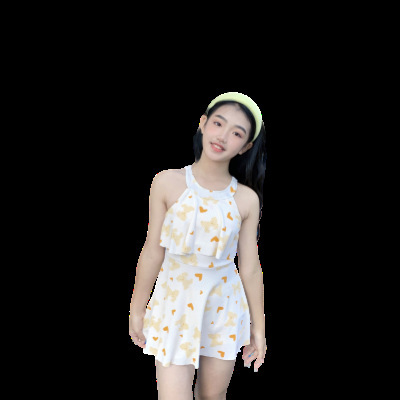 Women's Children's Conservative Medium and Large Children's Fresh and Minimalist Sport Swimwear Set Ins Style Girl's Separate Style