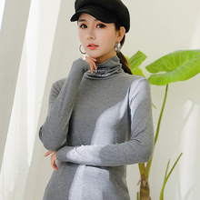 实拍2022春秋新款打底上衣女装洋气小衫打底衫长袖衫高领百搭T恤