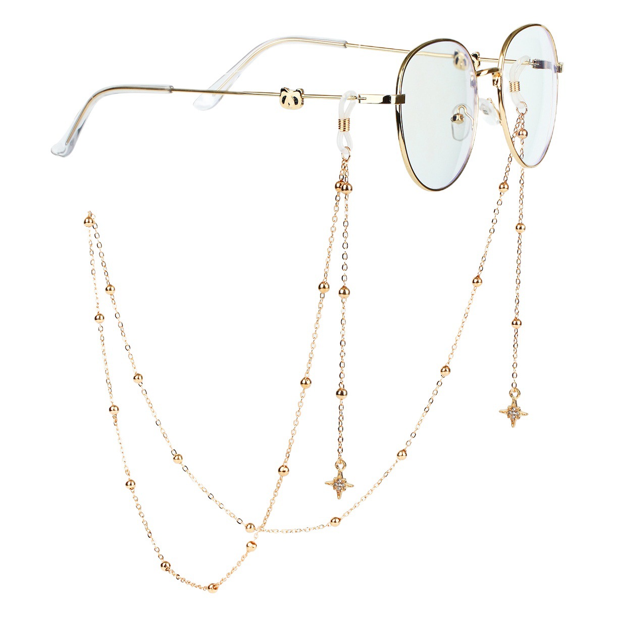 European and American Cross-border Letter Glasses Chain Fashion New Butterfly Shell Glasses Hanging Chain Star Butterfly Sunglasses Chain