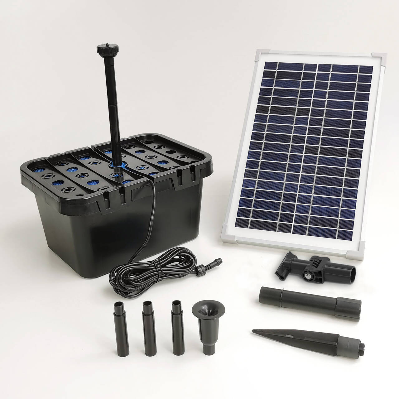 DC18V太阳能喷泉泵带过滤桶花园池塘景观泵-SP12-401209D-F