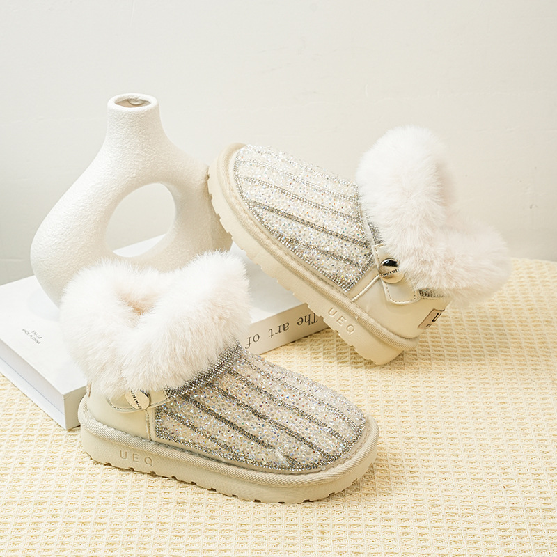Botas de nieve de niñas 2025 invierno nuevo calentamiento de lana zapatos de algodón de niñas zapatos de lana para niños botas de algodón gruesas