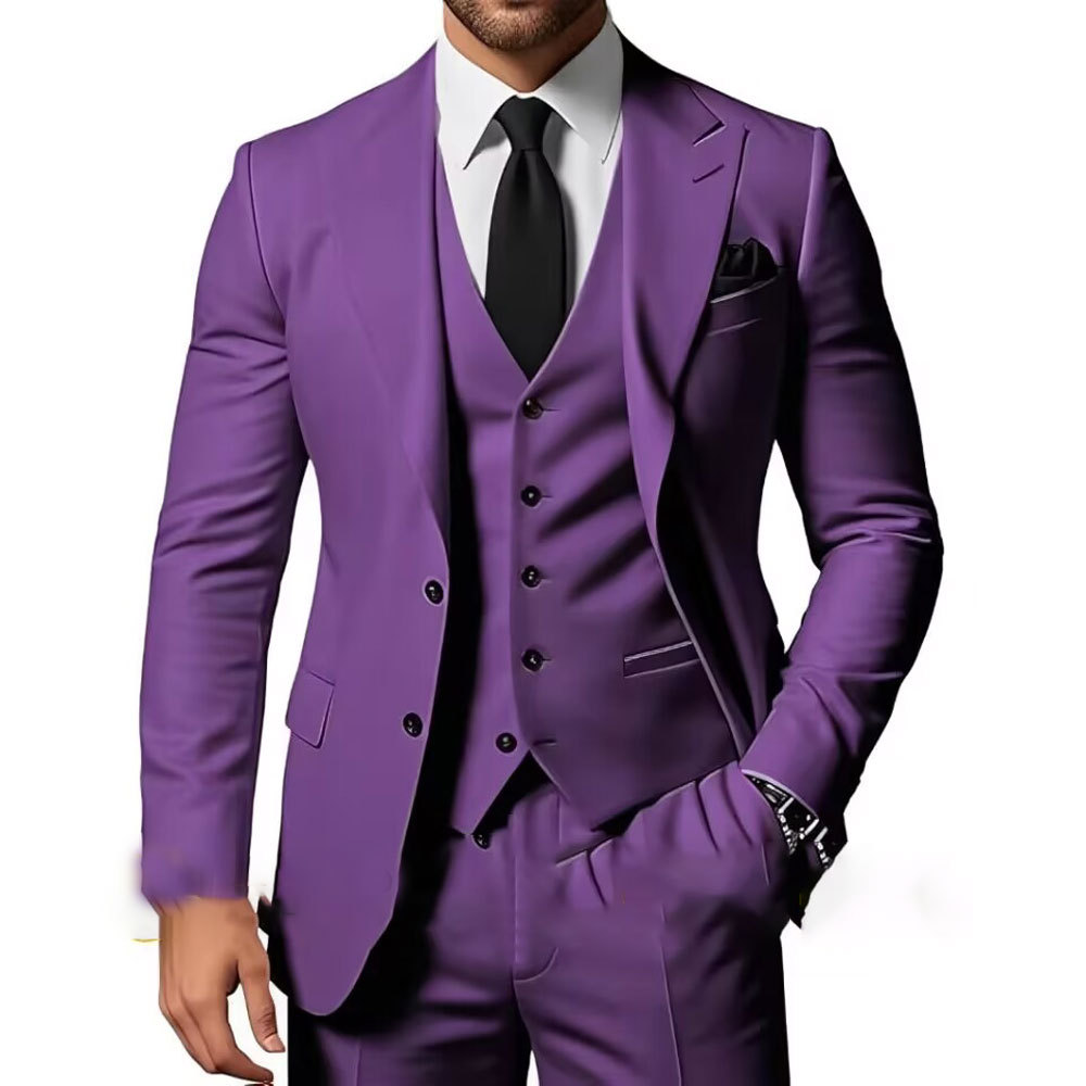 Nuevo traje de hombre traje de tres piezas casual de negocios banquete de baile traje delgado vestido de playa de boda
