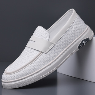Lefu Shoes Casual Board Shoes Men's 2024 Spring and Autumn European and American Fashion Show Leg Shoes Men's Business Casual Board Shoes