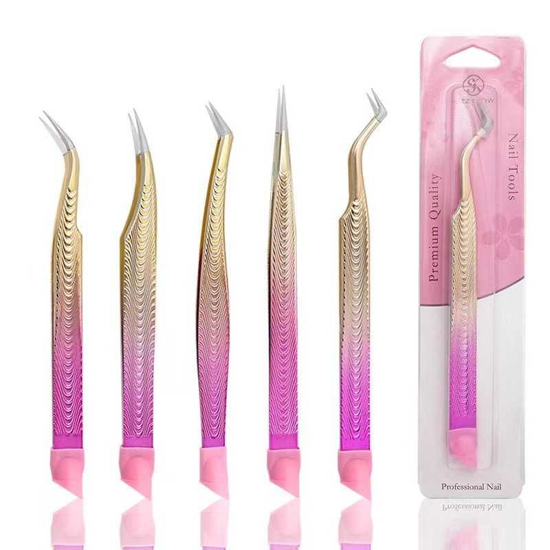 Pinzas multifuncionales de doble cabeza con varilla de silicona para herramienta de manicuría especial para injerto de pestañas