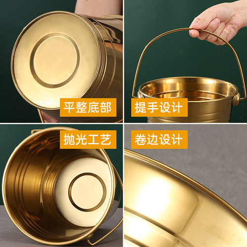 Golden stainless steel ice bucket commercial bar ktv champagne bucket ice storage bucket beer drink ice bucket
