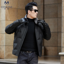 2025冬季新款立领皮羽绒服男士短款加厚保暖加肥加大码皮羽绒外套