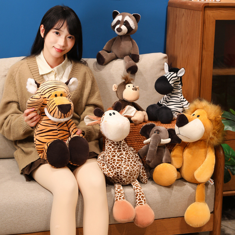 Forest Animal Doll Giraffe Elephant Lion Monkey Dog Tiger Kidsren's Birthday Plush Toy Comfort Doll