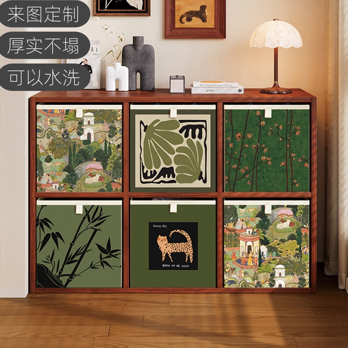 Medieval-Style Kalek Grid Cabinet Storage Box Fabric Storage Basket Large Capacity Foldable Storage Box Wholesale