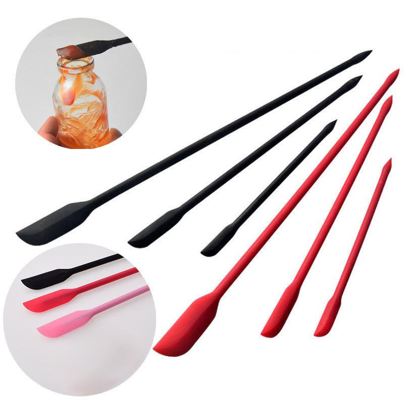 Silicone Double-head small size Honey Jam Scraper Cosmetic Cuisine Bottle Inner Wall Long Scraper Mini Scraper 3-piece Set