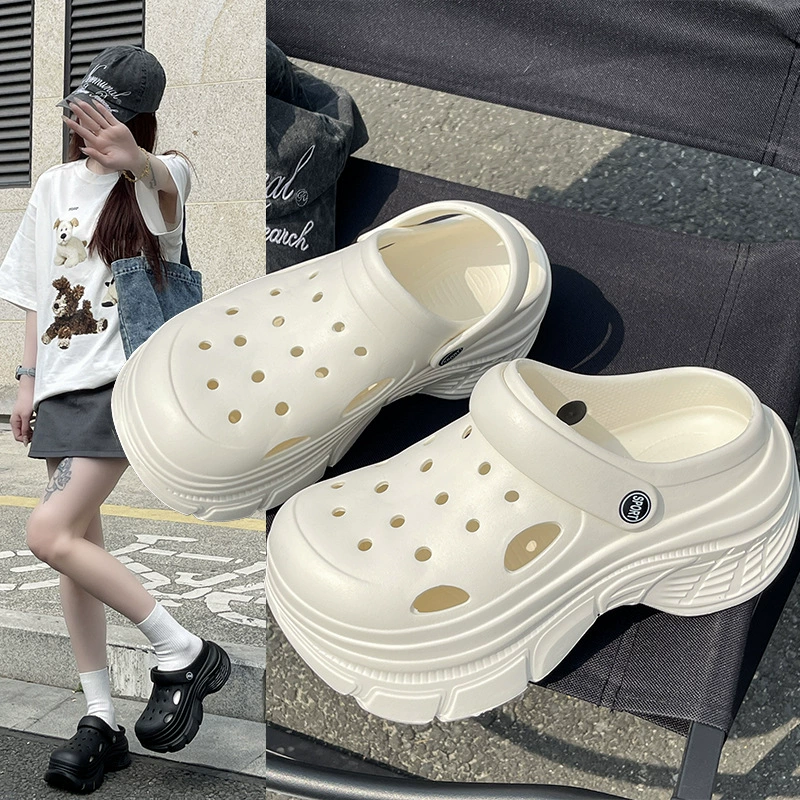 2025 новых женских сабо из ЭВА на толстой подошве, летняя верхняя одежда, пляжные сандалии на высоком каблуке, женские сандалии с открытым носком