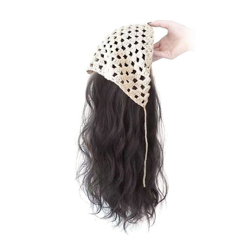 Triangular toallas peruca de cabello para mujeres todo tipo de moda en una persona real de cabello largo rizado alto top wig