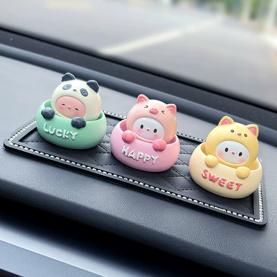 Car ornaments Supplies - green-panda-pink-pig-cheese-meow-small-diamond-encrusted-cushion