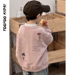 韓国版男児衛衣春秋新作ゆるいアニメプリント百合長袖落書き衛衣顕白0210A034