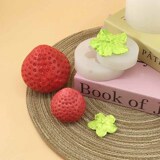 Клубника, раздельная силиконовая форма, слайм, акриловый мусс, аромотерапия, свеча