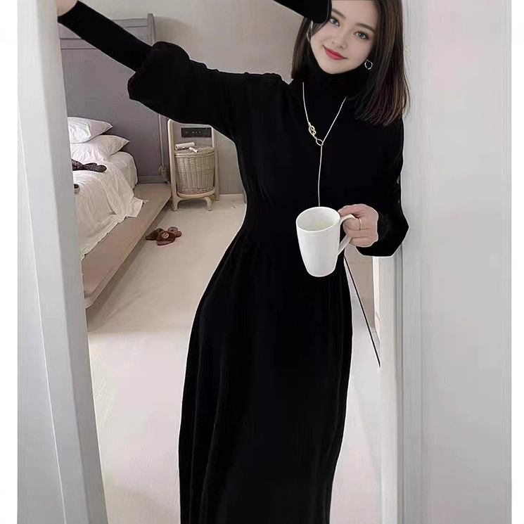 欧洲站秋季2025新款女装法式赫本风长款毛衣裙内搭打底针织连衣裙|undefined