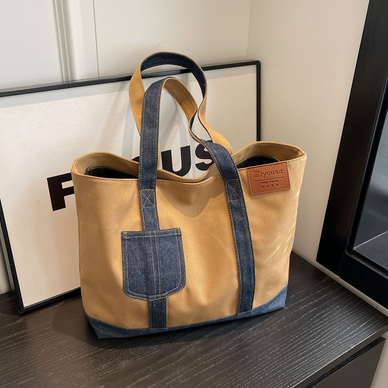 Damen Tragetasche Aus Canvas, Modische Schultertasche Farbig_voghion.com