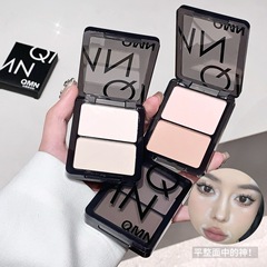 QMN 修容粉饼哑面双拼干湿两用自然提亮定妆粉饼高光修容腮红一体