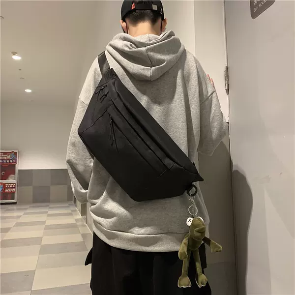 Bag Women's Canvas Crossbody Bag Japanese Style Instagram Style Couple's Fashionable Large Capacity Hong Kong Style Street Fashion Brand Chest Bag Men's Waist Bag