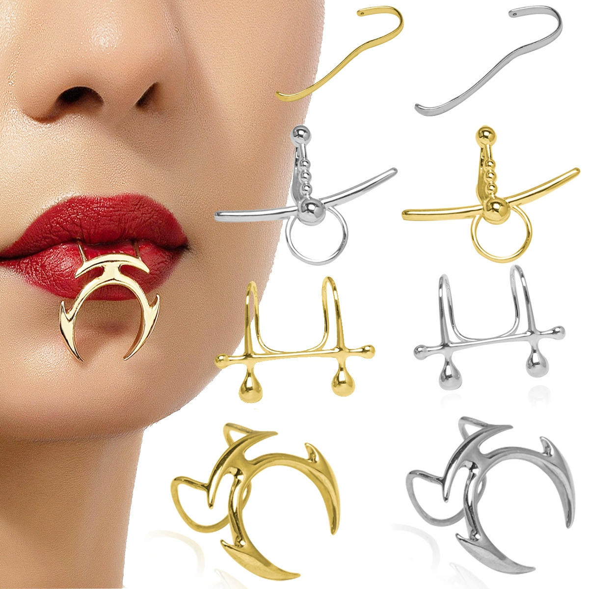 Creative mechanical copper sexy lip piercing, trend accessory, wholesale