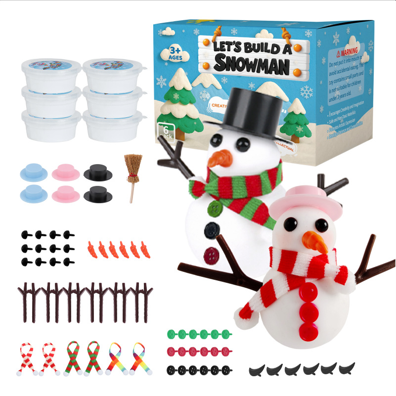 12 piezas de artesanía navideña kits de bricolaje para niños decoración de muñeco de nieve creativa arcilla seca al aire ultraligera regalo de vacaciones
