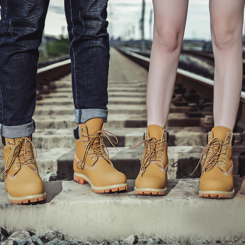 经典真牛皮马丁靴户外男鞋莆田正品马丁天伯伦经典大黄靴工作加绒