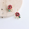 Goods, enamel, fashionable earrings, Korean style, silver 925 sample, french style, flowered