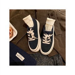 葡萄妈studiolee 圆头厚底加绒系带帆布鞋低帮百搭休闲风板鞋秋冬