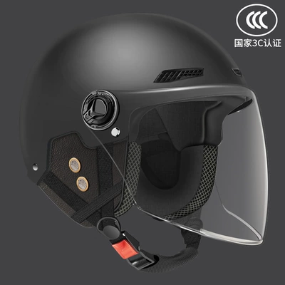 Helmet, High-Definition Half Helmet — Motosiklet kaskı (dəbilqə) - anti-fog-long-mirror-four-seasons-black-ear-protection-detachable-all-yards