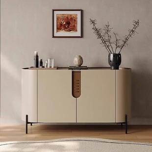 Internet Celebrant Italian Style Minimalist Sideboard Rock Board Saddle Leather Door-in Locker Living Room Entrance Cabinet