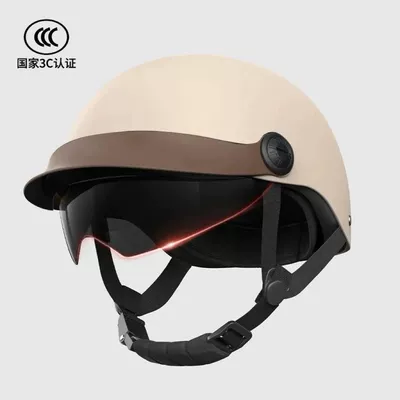 Helmets, Battery Motorcycle Sunshade, Lightweight – Motosiklet kaskı (dəbilqə) - 3c-khaki-new-hat-brim-sun-protection-inner-mirror-free-night-walking-reflective-signs-safety-guaranteed