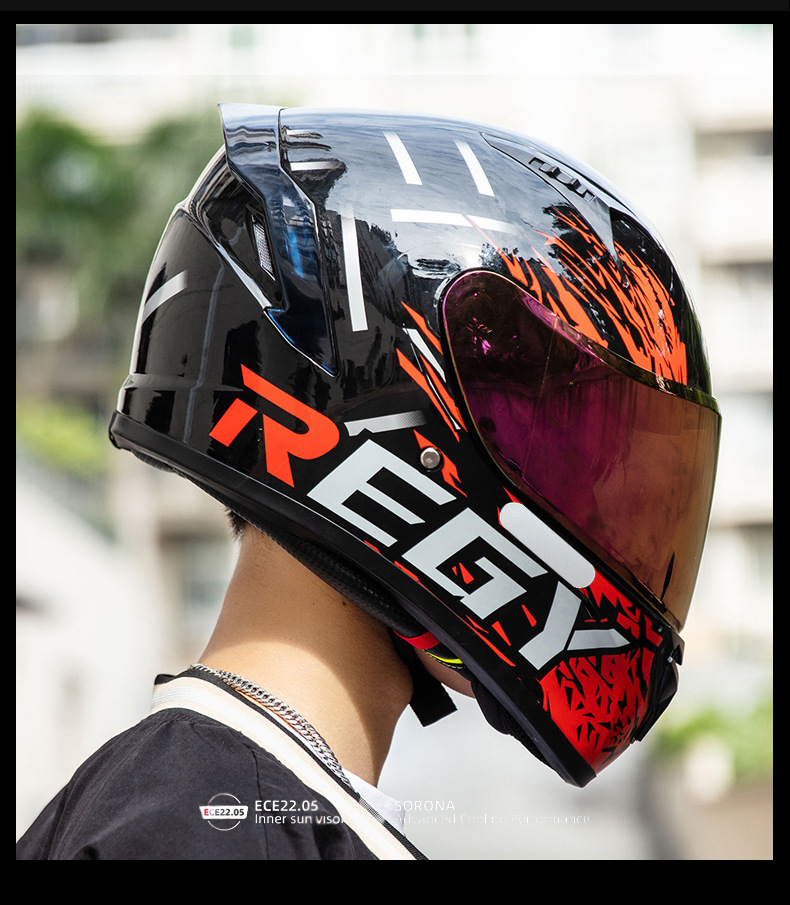 Motorcycle Helmet Full Helmet DOT/3C Certification New National Standard Class A Male and Female Double Lens Electric Vehicle Full Helmet