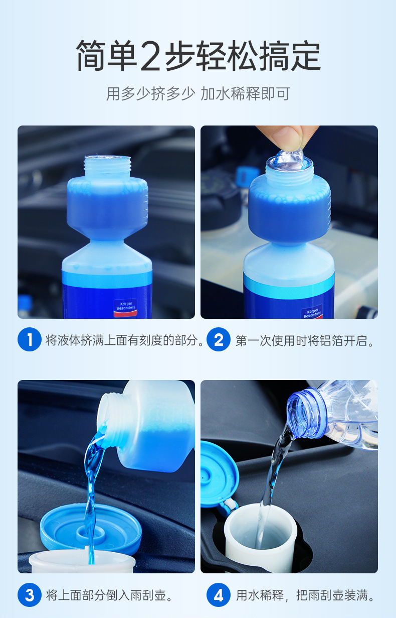Goodway Blueberry Clean Wiper Fluid Concentrated Glass Cleaner for Cars, All-Season Universal Wiper Fluid Wholesale, Oil Remover