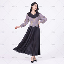 三宅褶皱衣服连衣裙长裙轻奢高级感大码气质女装批发欧美非洲跨境