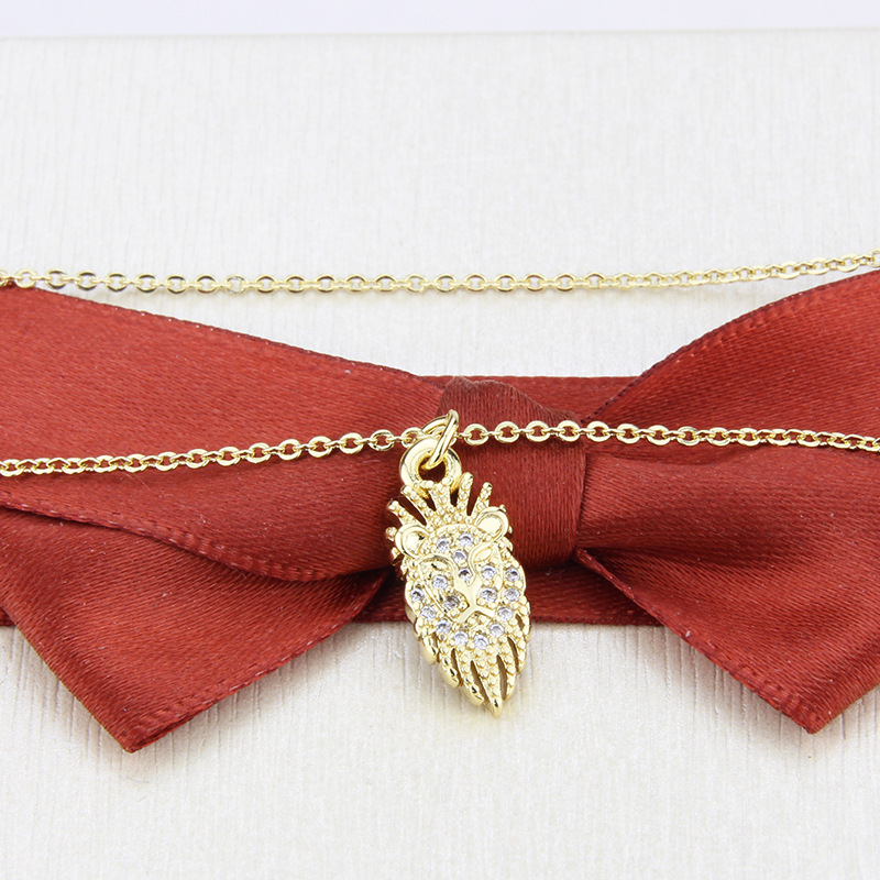 nouveau collier pendentif tte de lion zirconpicture3