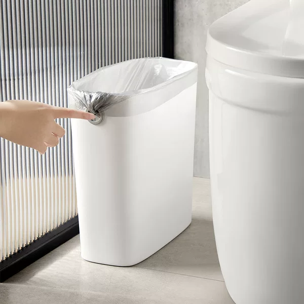 Bathroom Gap Trash Can with Lid Household Kitchen Gap Lidless Rectangular Trash Basket Toilet Paper Basket Small
