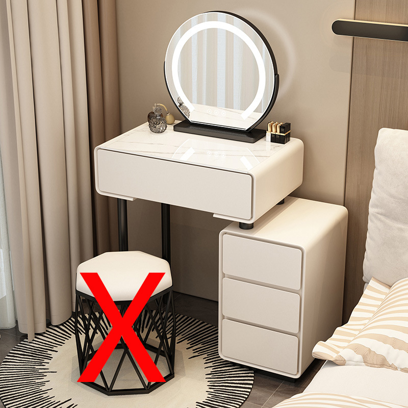 Tocador para el hogar Mesa de pizarra de roca simple con cajones Mesa de tocador de gran capacidad Mueble de almacenamiento junto a la cama Mesa de maquillaje integrada