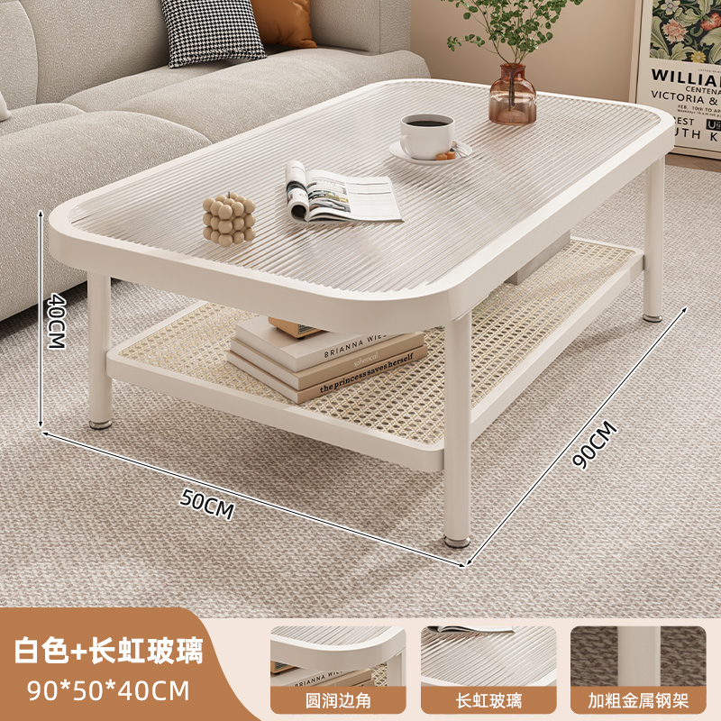 Mesa de té de vidrio temperado sala de estar doméstica tabla de casa pequeña 2025 nuevo estilo de aire crema de alta calidad sofá mesa de té