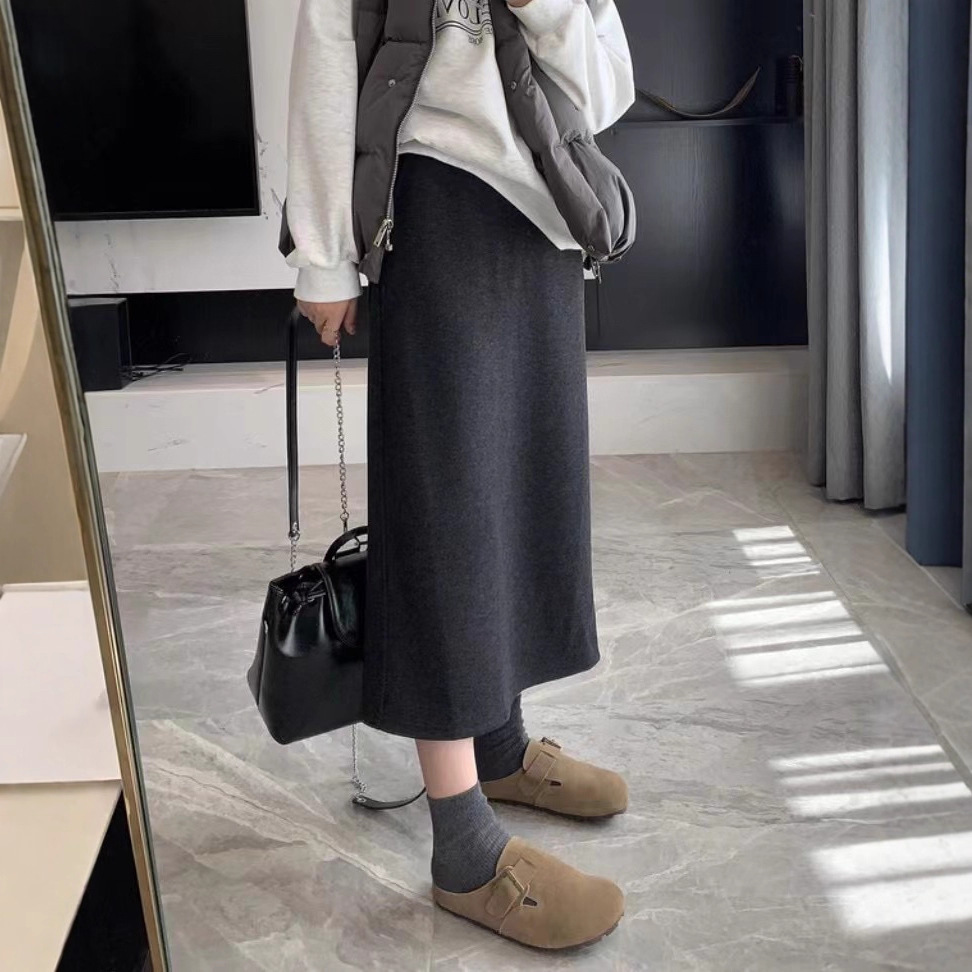 羊毛醋酸毛呢半裙女韩版2025秋冬高腰显瘦A字裙半身裙软糯裙子