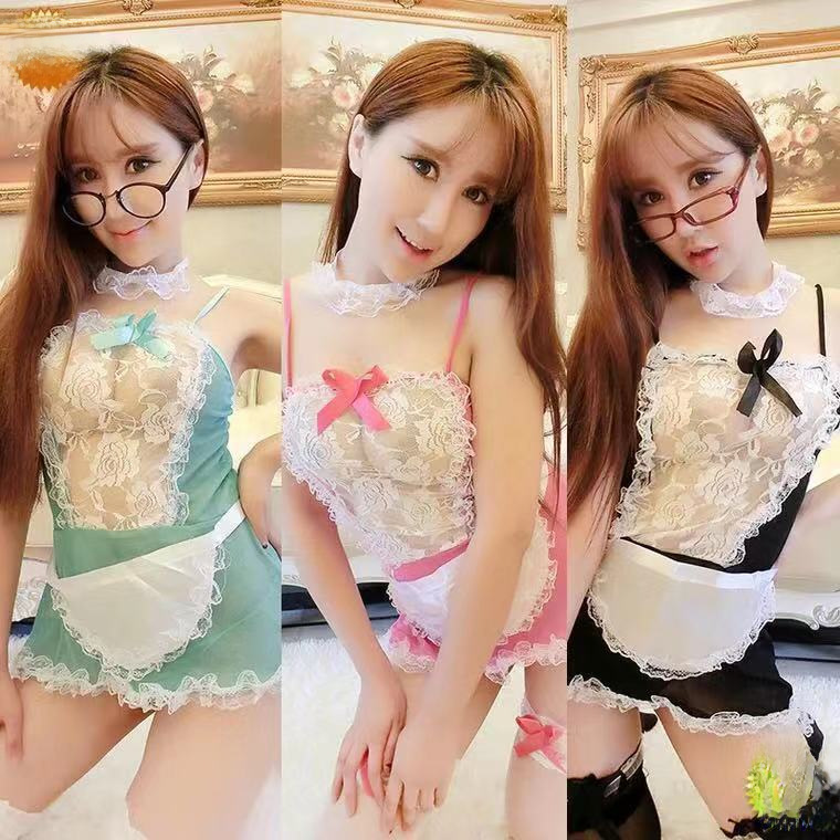 Sexy lingerie uniforme tentazione cameriera vestito trasparente pizzo fascia grembiule cameriera casa una generazione di capelli_voghion.com