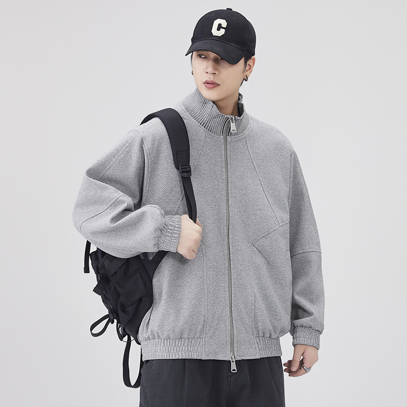 High-End Designer Twill Knit Turtleneck Cardigan Jacket for Men, New Autumn Loose Casual Jacket for Men